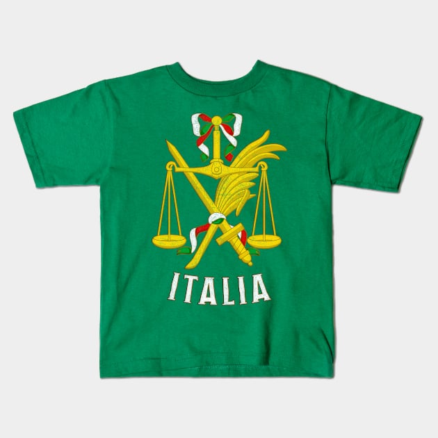Italian Republic  // Faded Style Coat of Arms Emblem Design Kids T-Shirt by DankFutura